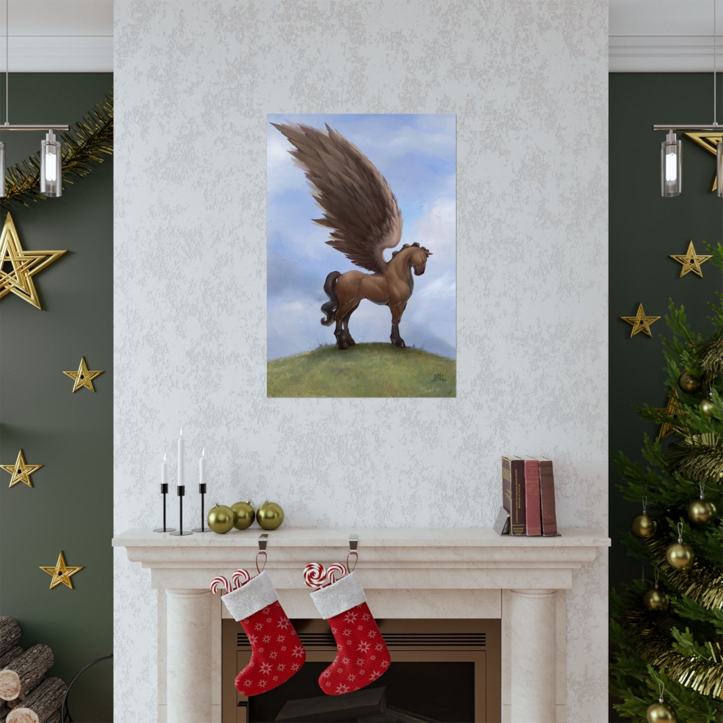 ChadwickArt Pegasus (Winged Horse on Hill) Premium Matte Vertical Posters