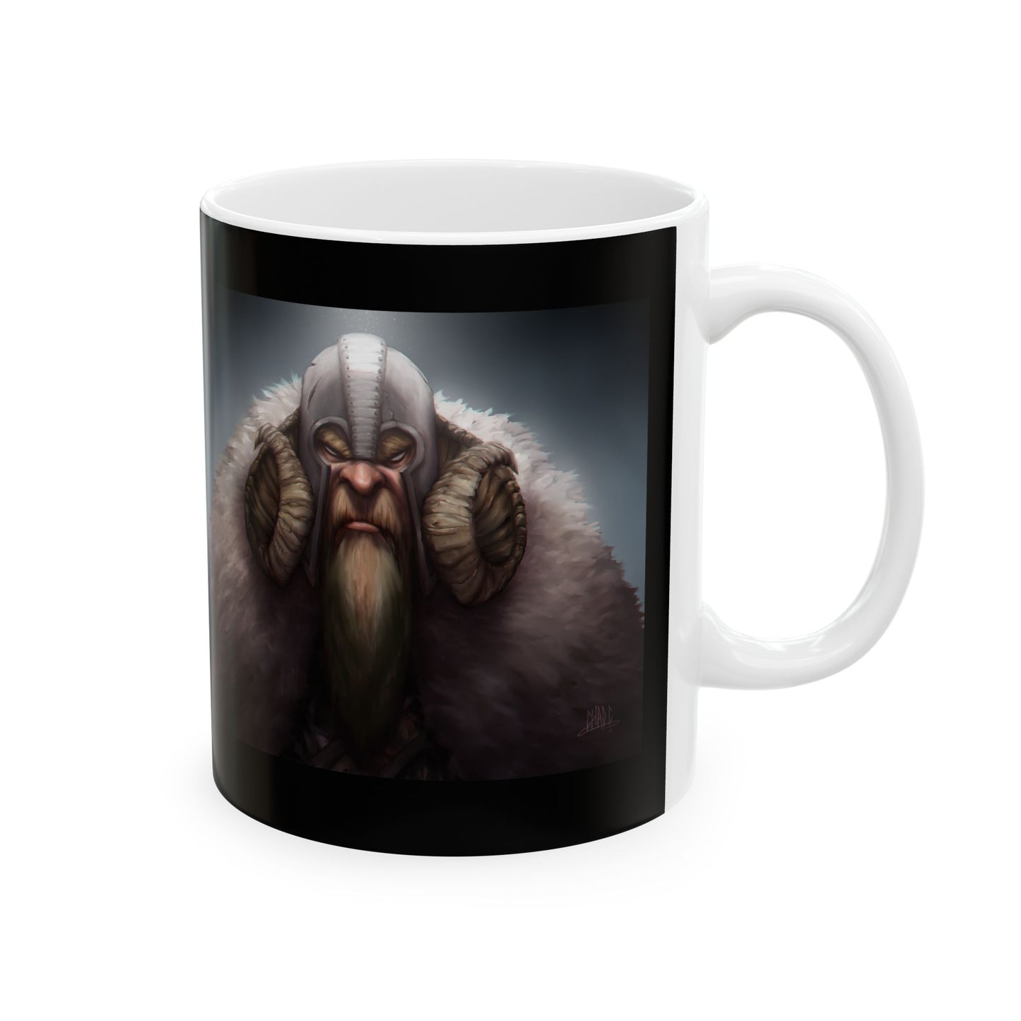 ChadwickArt Viking Dwarf Ceramic Mug (black label) 11oz
