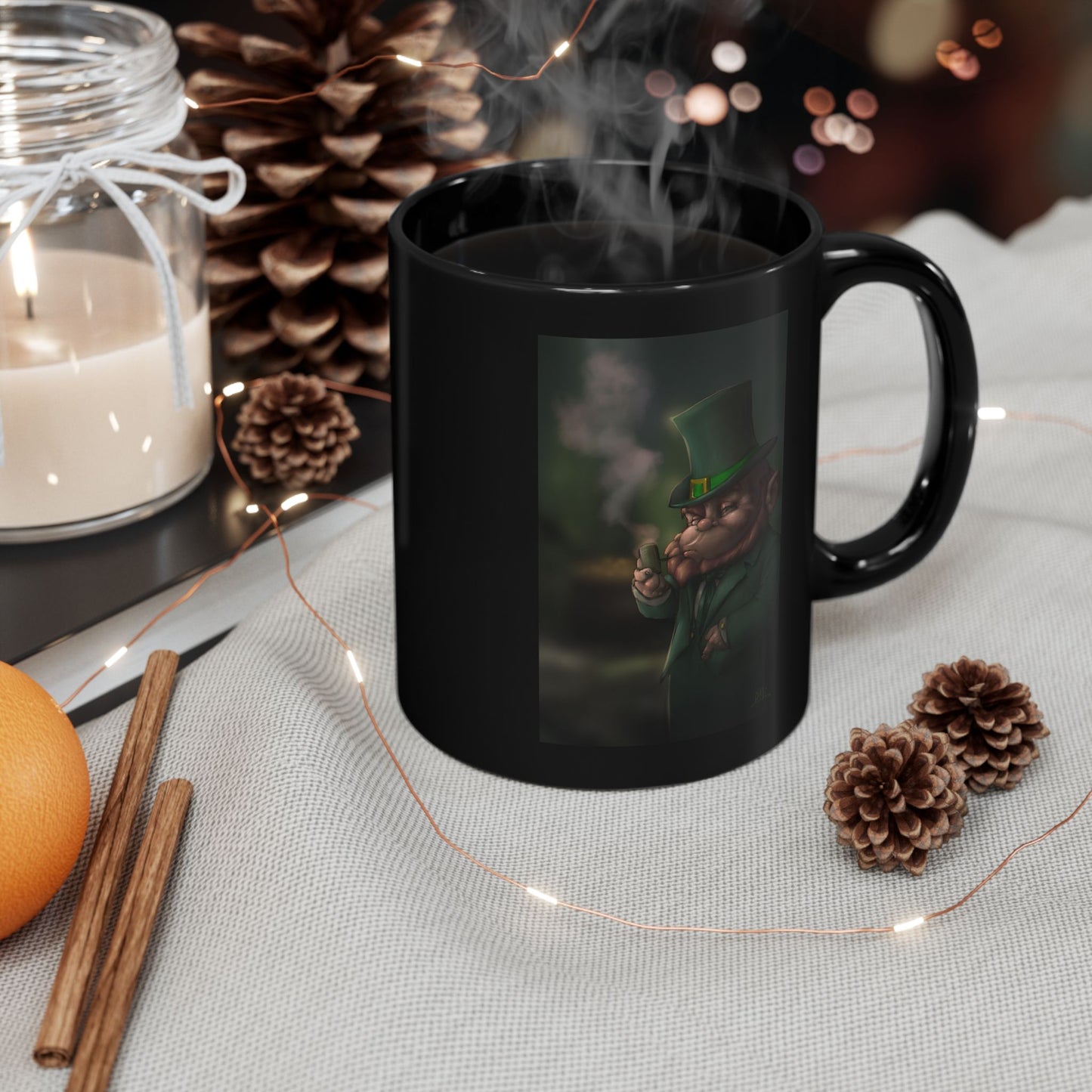 ChadwickArt Leprechaun Hollow 11oz Black Mug