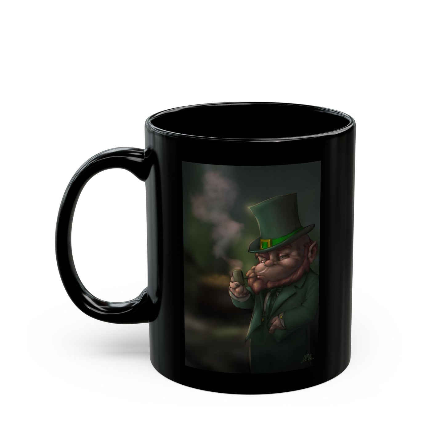 ChadwickArt Leprechaun Hollow 11oz Black Mug