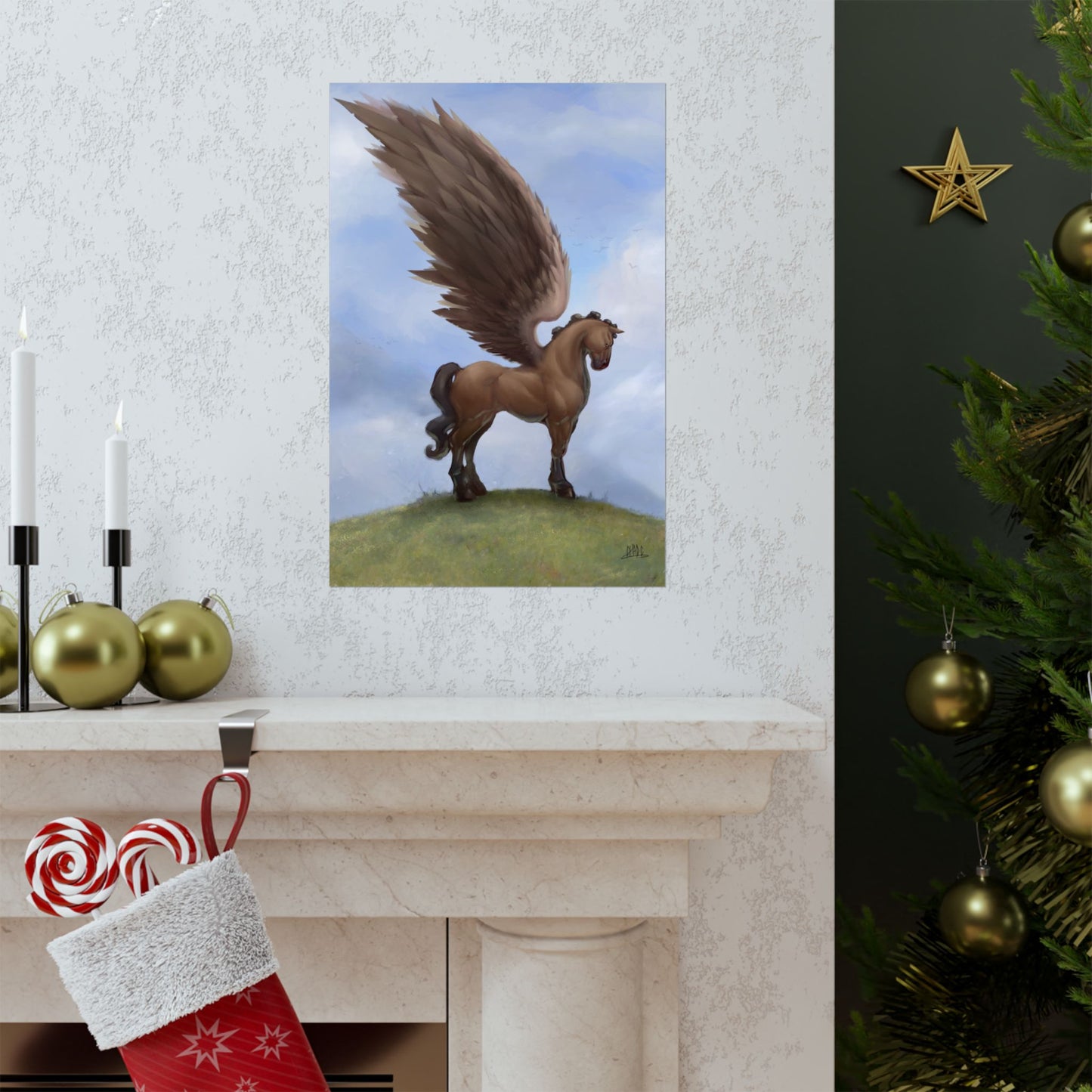 ChadwickArt Pegasus (Winged Horse on Hill) Premium Matte Vertical Posters