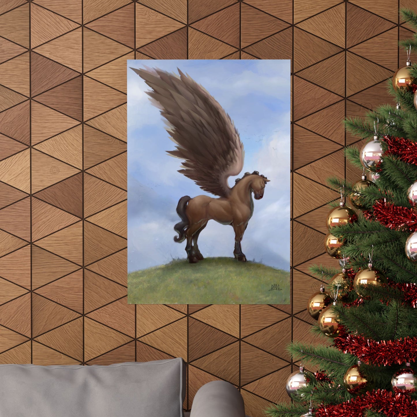 ChadwickArt Pegasus (Winged Horse on Hill) Premium Matte Vertical Posters