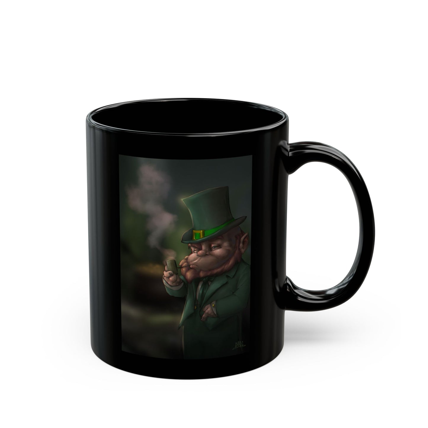 ChadwickArt Leprechaun Hollow 11oz Black Mug