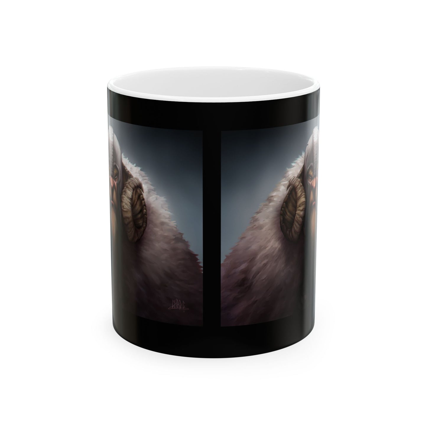 ChadwickArt Viking Dwarf Ceramic Mug (black label) 11oz