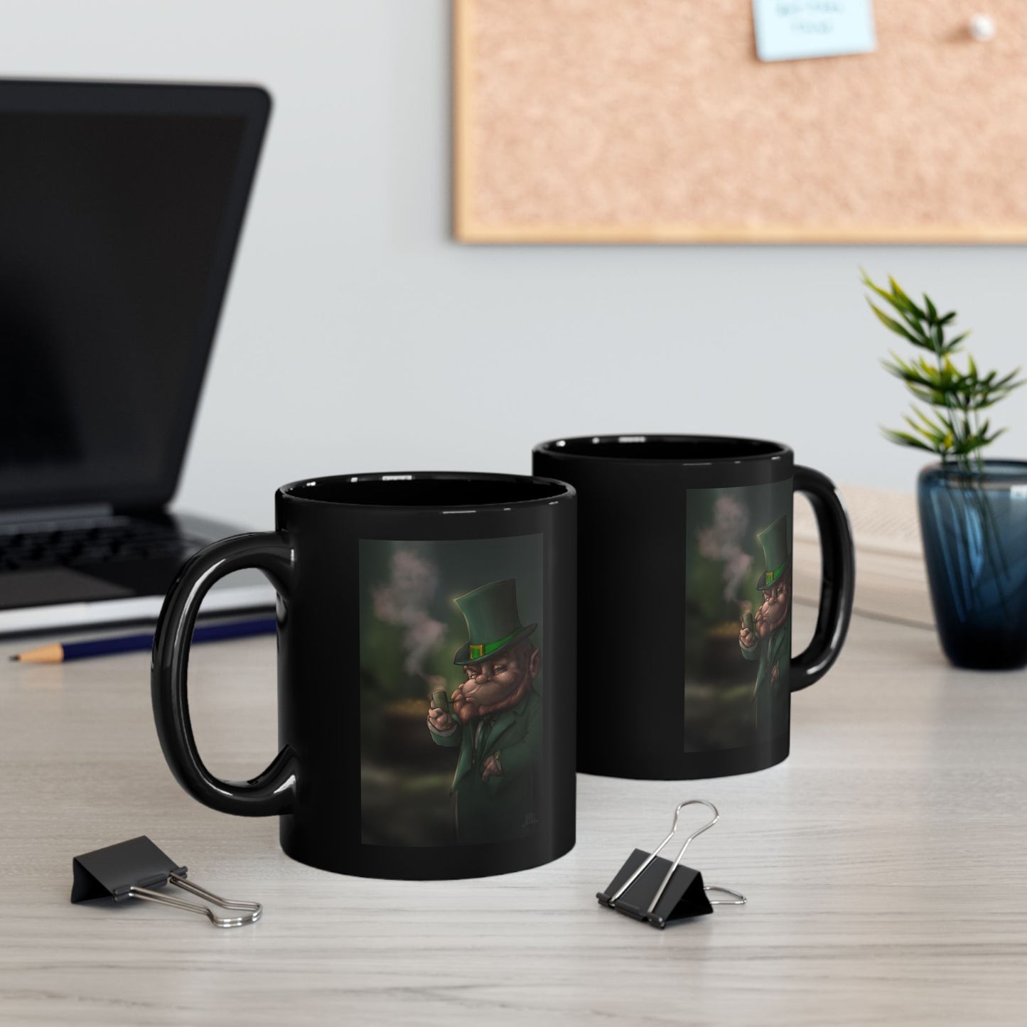 ChadwickArt Leprechaun Hollow 11oz Black Mug