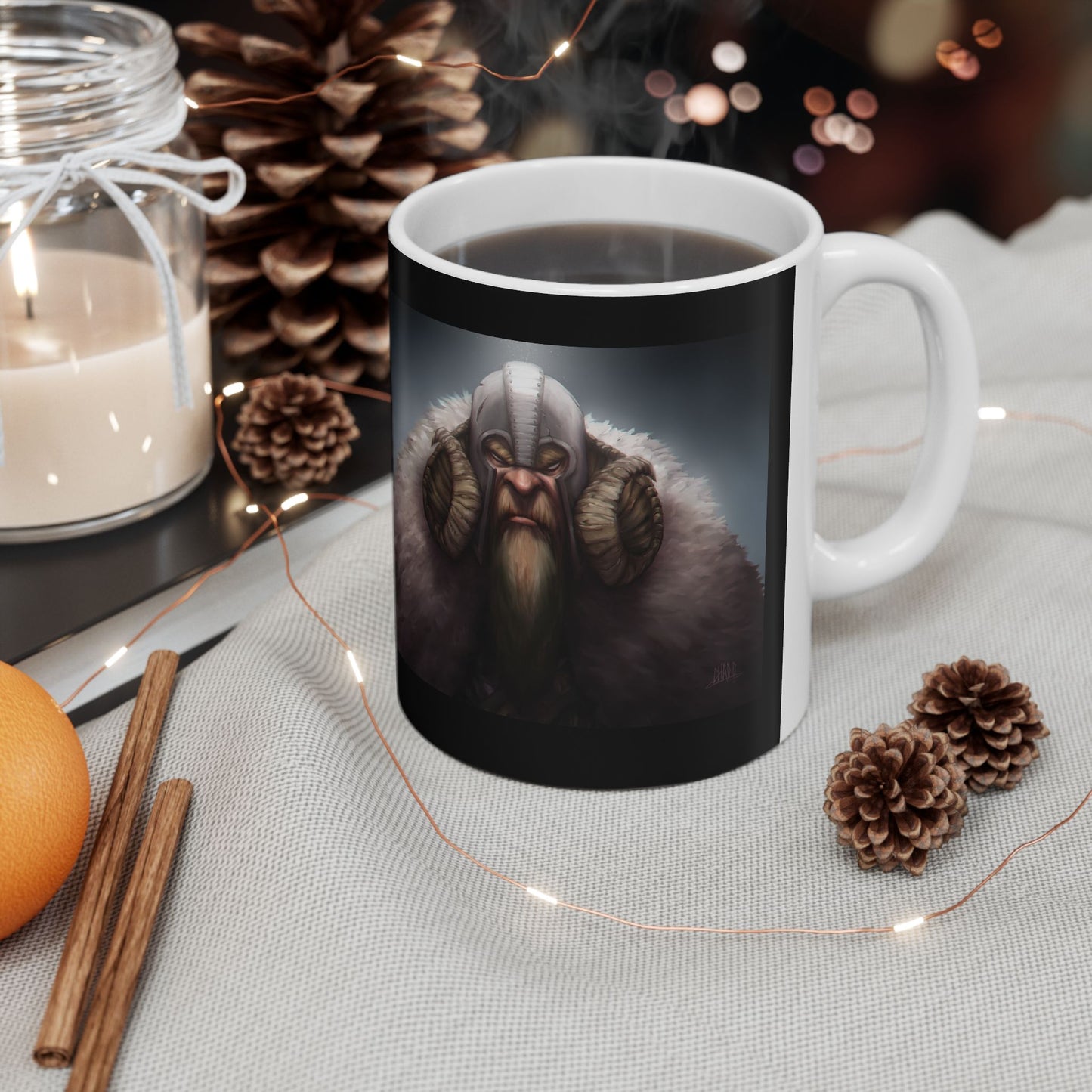 ChadwickArt Viking Dwarf Ceramic Mug (black label) 11oz